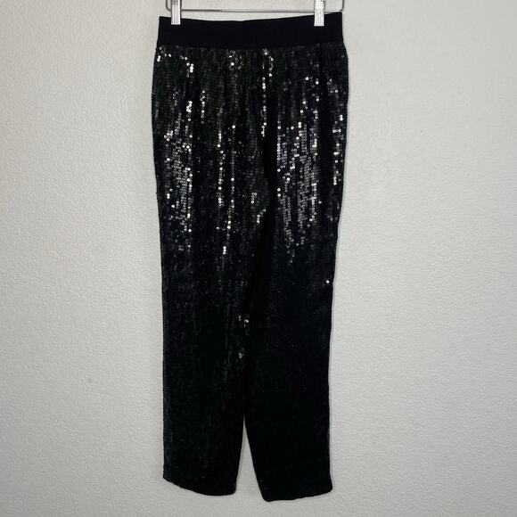 Alice + Olivia Sequence Straight Leg Pull On Pant Black Cocktail Small Vegas i17 - Picture 4 of 9